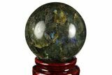 Flashy, Polished Labradorite Sphere - Great Color Play #157996-1